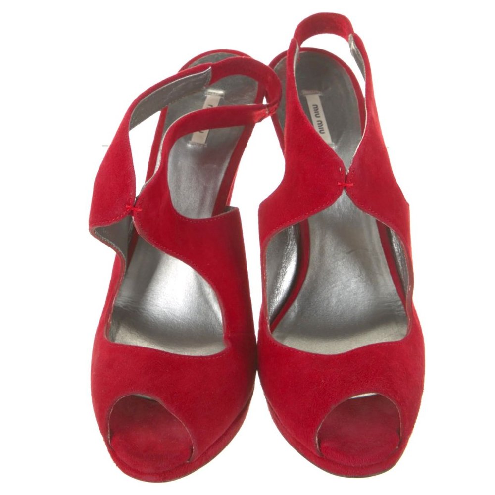 Red MIU MIU Suede Slingback Sandals (NWOT)